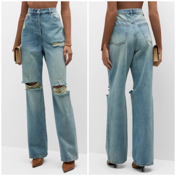 Ronny Kobo Collection Denim - Ronny Kobo Geraldine Straight-Leg Distressed Denim Jeans